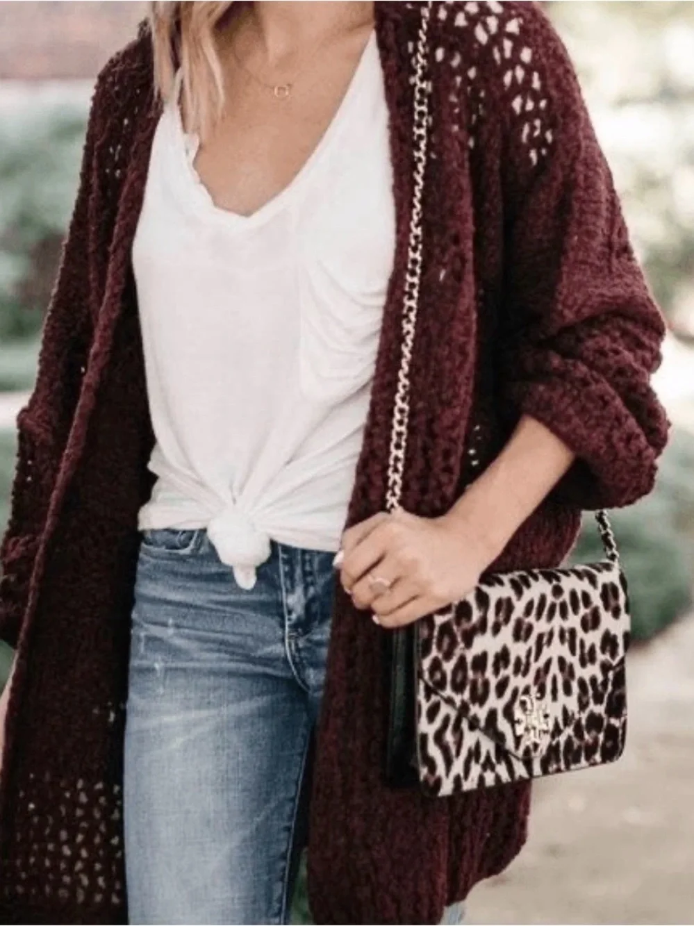 Free People Saturday Morning Open-Front Chunky Oversized Knit Cardigan - Plum